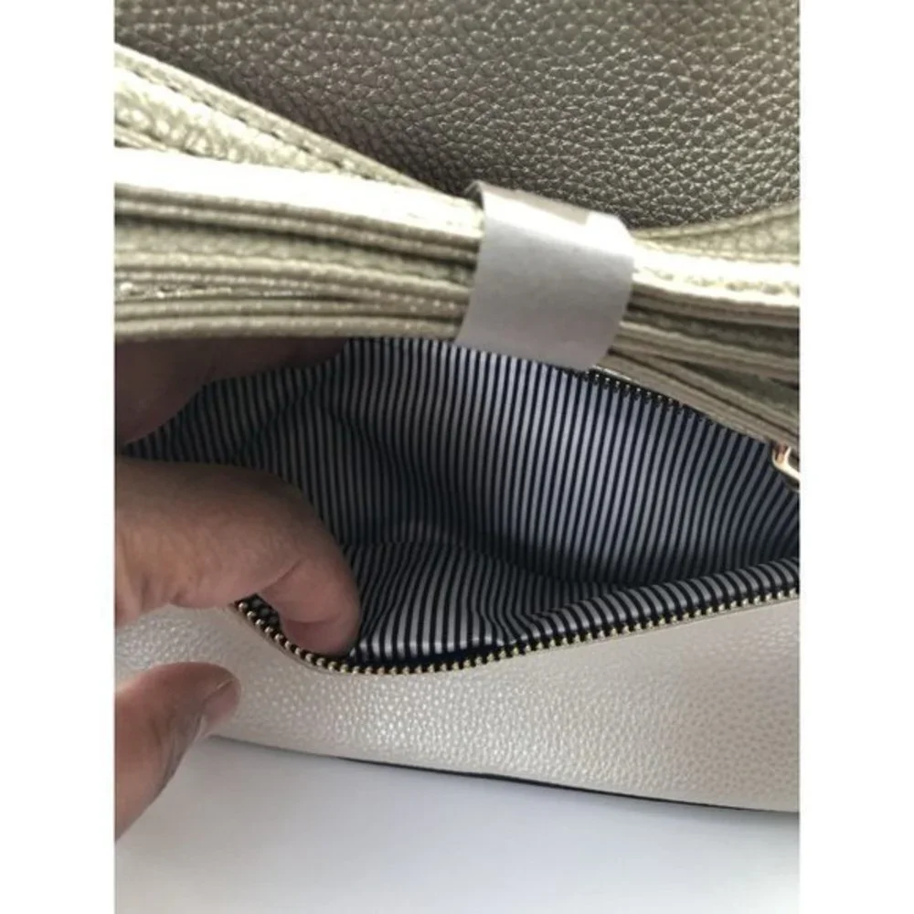 Crossbody‎ Bag Womens Gold Two Tone Tassel Faux Leather Purse
